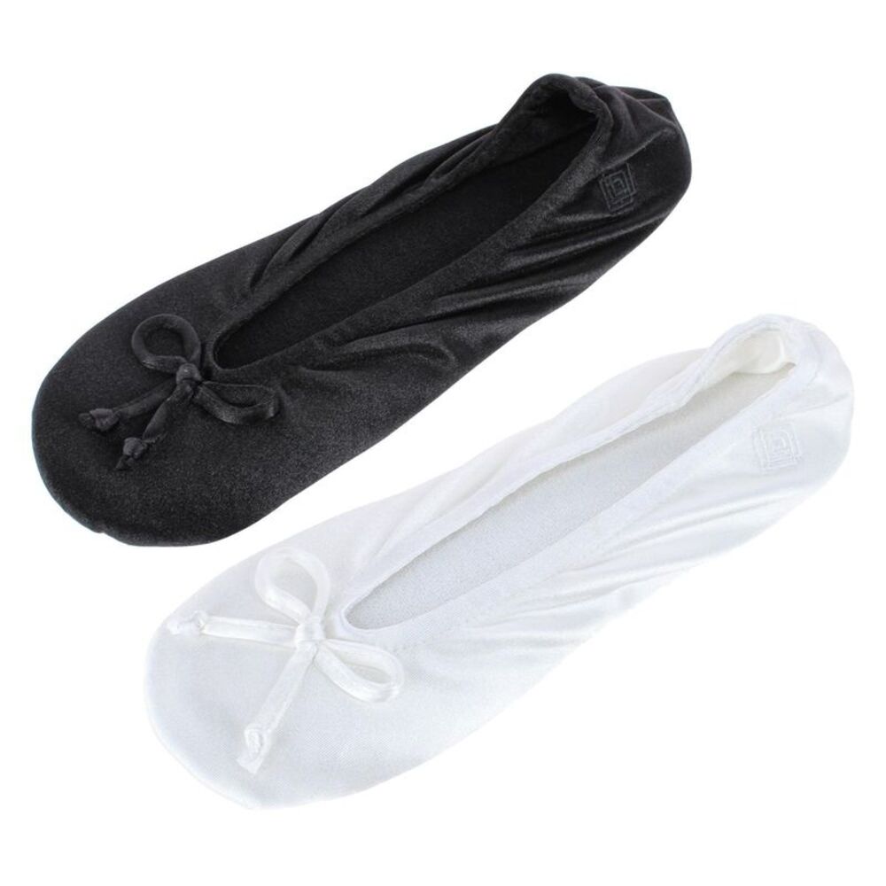 Isotoner Women's Satin Plus Size Ballerina Slippers (Pack of 2)